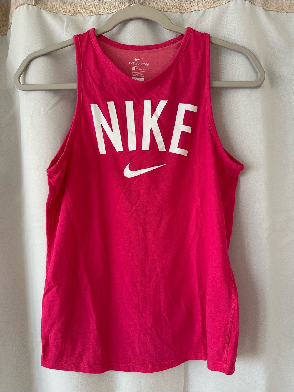 NWOT Nike Hot Pink Dri-FIT Tee with White Swoosh | Size XS